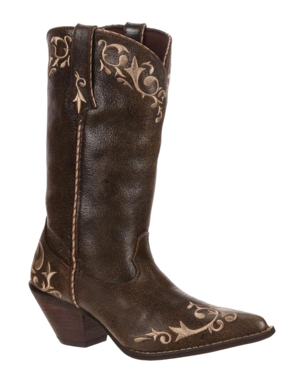 Durango Crush chocolate brown leather embroidered cowboy boots western